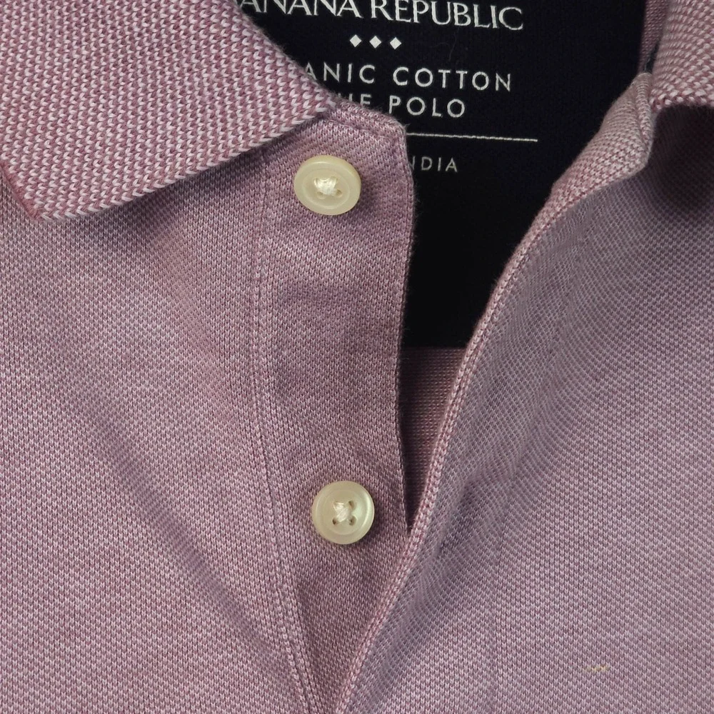 Banana Republic Mens M Organic Cotton Pique Polo Shirt Short Sleeve Purple